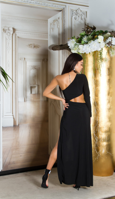 One-Arm Gala dress with cut outs Black